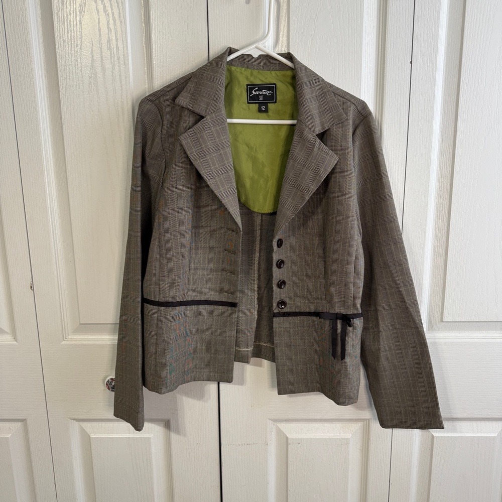 Sweet Suit plaid long sleeve button up blazer size 12
